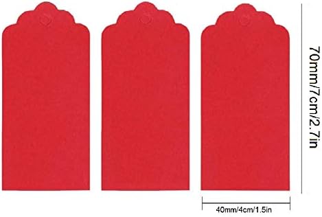 Ознаки за подароци со низа за подароци Крафт хартија црвена 100 парчиња Божиќни подароци правоаголни обеси ознаки етикети 7 x