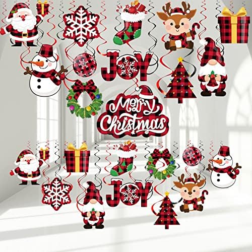 30 парчиња Божиќ висини за виткање на фолија поставени Божиќ празник снежен човек елк знак што виси вртливи украси за тавани за затворен простор