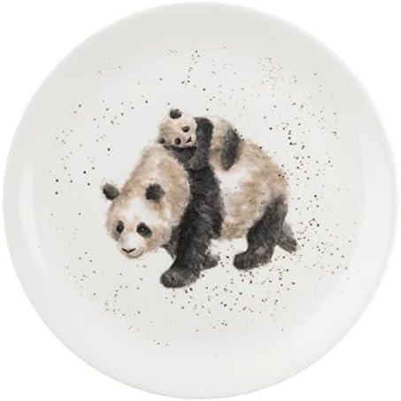 Royal Worcester Wrendale Designs Coupe плоча | 8 инчи | Bamboozled panda мотив | Мала чинија за салата, мезе или десерт | Направено