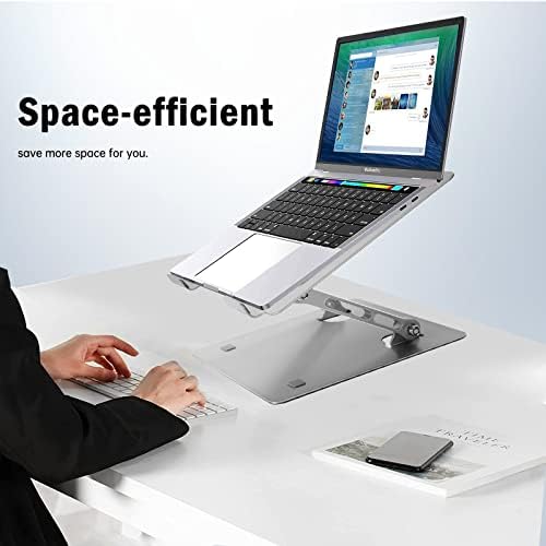 Делулбан прилагодлив лаптоп штанд за биро, алуминиумски компјутерски штанд, преклопен држач за лаптоп MacBook Stand компатибилен со