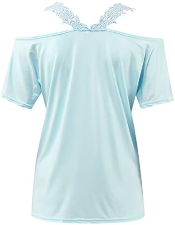 Маици пулвер врвови блуза t чипка секси цврста кошула обични жени кратки ракави женски маици