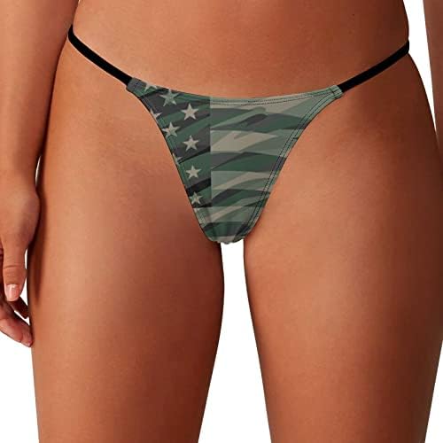 Патриотска џунгла Баикутуан Зелена камо САД знаме женски G-жици на низок пораст на хипстер долна облека за истегнување на гаќички