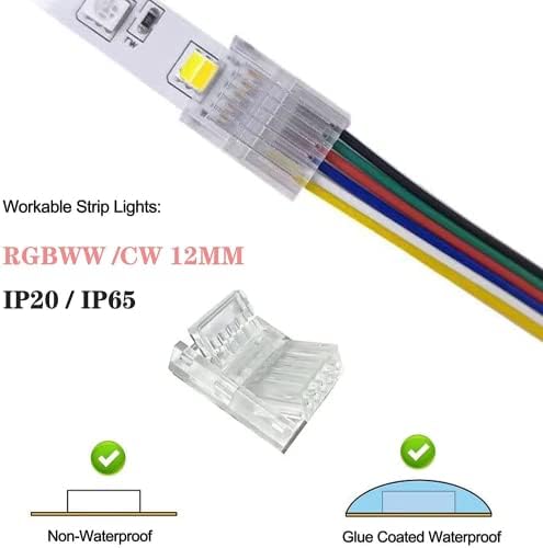 Ајонгјонг 10 Пакувања на 6-пински RGB LED Конектор За Ленти 12mm Безжичен Беспрекорен Адаптер За Заварување Терминал Екстендер