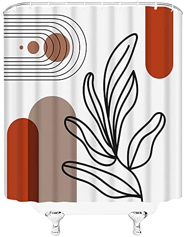 Бохо од средниот век за туширање модерни апстрактни геометриски тропски лисја лак виножито минималистичка современа неутрална креативна уметност ткаенина завес?