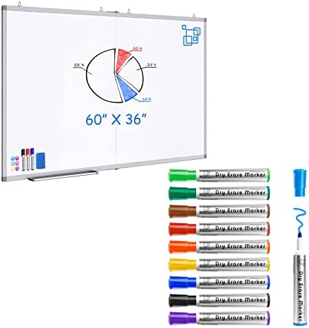 Голема Магнетна Табла, Макстек 60 х 36 Магнетна Табла За Суво Бришење И Пенкала За Суво Бришење Маркер, 10 Пенкала Во Боја На Бела Табла