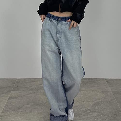 Лабава појавување на обични женски фармерки во боја тексас панталони панталони панталони жени плус големина панталони џеб женски фармерки