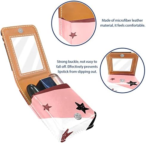Кармин за шминка ОРИУКАН торба ЗА кармин со огледало пренослив торбичка за складирање кармин организатор за складирање сјај за усни, Цртан