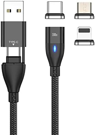 Кабел за кабел Boxwave Компатибилен со Nura True - MagnetoSnap PD Alchable Cable, Magnet PD 100W кабел за полнење USB Type -C микро