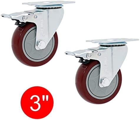 НЕШО 3 Инчен Среден Тип Пвц Насочен Тркала За Колички Со Сопирачки За Носење Неми Индустриски Тркалца 2 парчиња
