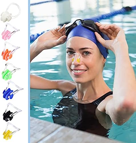 7 парчиња Еластични Капачиња за Пливање со 7 парчиња Клипови За Нос За Пливање Жени &засилувач; Мажи Ткаенина Издржлива Не-Водоотпорна