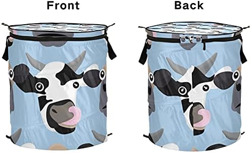 Крава се појавува алишта за перење алишта со патент за патент, корпа за перење со рачки со рачки што може да се сруши за складирање на корпа за облека, организатор за