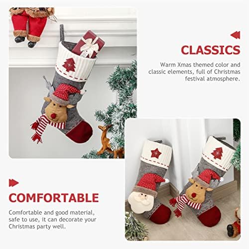 АБАОДАМ 5 парчиња забава Елк виси за третирање Декорација Божиќни приврзоци Слатки слатки одмори за одмор Снежен човек Дедо Мрво со чорапи