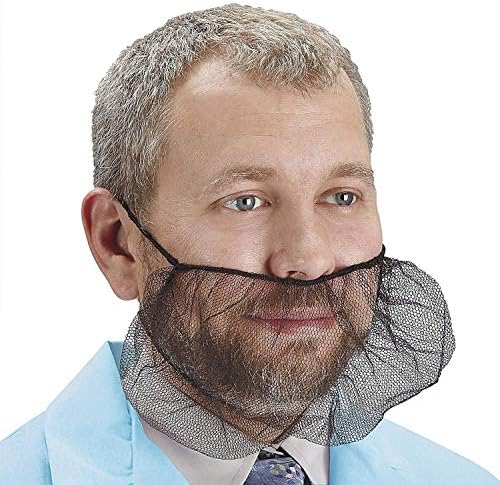 Мрежни брада за еднократна употреба Ezgoodz за мажи, пакет од 100 црни брада покрива мрежи со единечна јамка, заштитник на обвивката за покривање на брадата без лента, мр