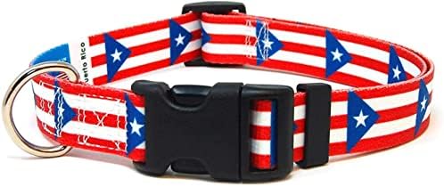 Порто Рико јака за кучиња | Порто Рико знаме | Брза за брзо ослободување | Направено во NJу ерси, САД | За средни кучиња | 1 инч широк