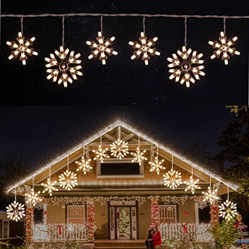 6 капки Божиќни светла за снегулка, 8,8 стапки 100 сијалици прозорец самовила светла божиќна низа светло декорација со приврзана светлина за
