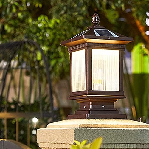 TQXDD гроздобер LED LED на отворено столб на столб модерно минималистичко кафеаво топло/бело алуминиумско стакло колоно светло на главата, светло на вила двор од дворот