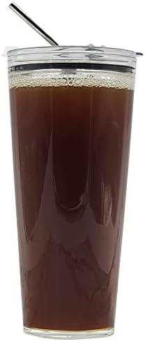 Стаклени Чаши со Капаци и Сламки-Шолја За Ладено Кафе Со Голем Капацитет 32oz, Издржливи И Отпорни На Топлина Стаклени Шолји За Кафе