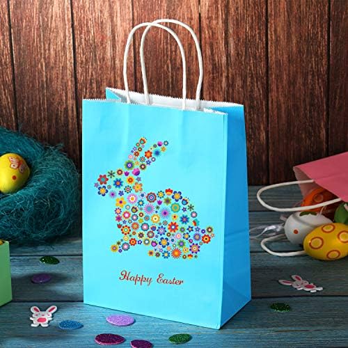 Блулу 15 Парчиња Велигденски Торби За Подароци Хартиени Кеси За Бонбони Со Рачка за Пакување Подароци За Празнични Забави