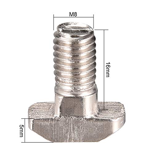 uxcell M8x16mm Т-Слот Пад-Во Обетка Лизгачки Завртка Завртка Јаглероден Челик 20 парчиња За 40 Серија Европски Стандарден Алуминиумски