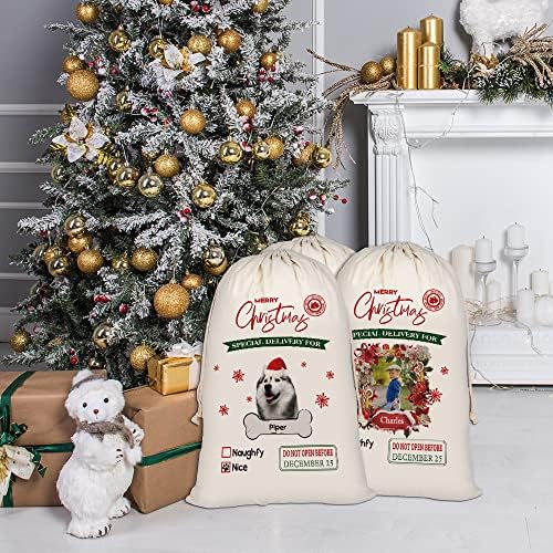 БАГЕ Персонализирано Куче Дедо Мраз Вреќи Прекрасна Американска Булдог Дедо Мраз Торба За Божиќен Божиќен Подарок со Врвка За
