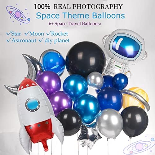 Вселенски балон венец лак комплет хром сино виолетова и астронаут ракета планета балон за 2 Месечината Простор Тема партија Галакси