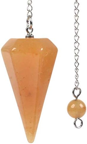 Sharvguntm Природно портокалово авентурински скапоцен камен карпа кристал хексагонален зашилен Reiki Chakra Pendant Pendulum