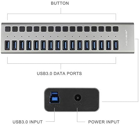 ZPLJ СО Голема Брзина USB 3.0 Центар Напојува 16-Порта USB 3.0 Продолжување Сплитер Алуминиумски Центар За Податоци Со Индивидуален Прекинувач