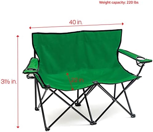 Иновации за трговска марка Seубовен стил Двоен камп Чаир, 40 L x 22 W x 31,5 H, темно зелена боја