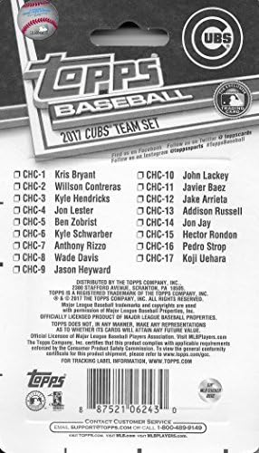 Chicago Cubs 2017 Factory Topps Factory Запечатено ограничено издание 17 екипа на картички сет со Крис Брајант Кајл Шварбер Плус