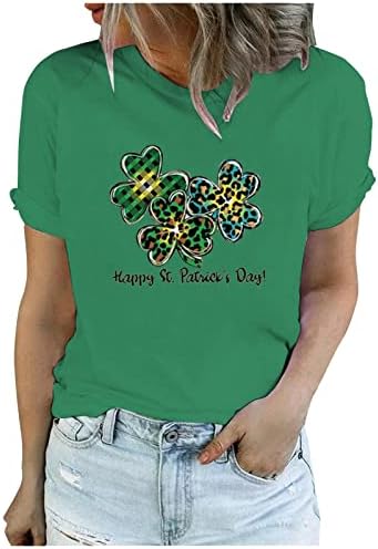 Денот на денот на Свети Патрикс, женски сјај, сјај, маичка со ирски екипаж, кратки ракави маички искра фестивал летни врвови