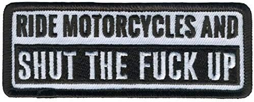 Возење мотоцикли и затворете го F@k нагоре, велосипедисти лепенка, висока конец на железо запечатена запечатена поддршка/шиење на