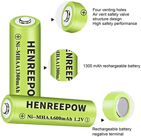 Henreepow Ni-MHTER Батерии За ПОЛНЕЊЕ, Двојно Висок Капацитет 1.2 V Претходно Наполнети За Надворешни Соларни Светла, Стринг