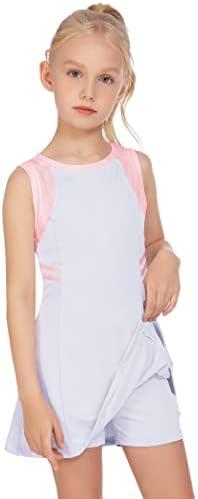 Hopeac Youth Girls Tennis Fuestes Golf Golf Relaevers School Спортски фустан со џебови од шорцеви