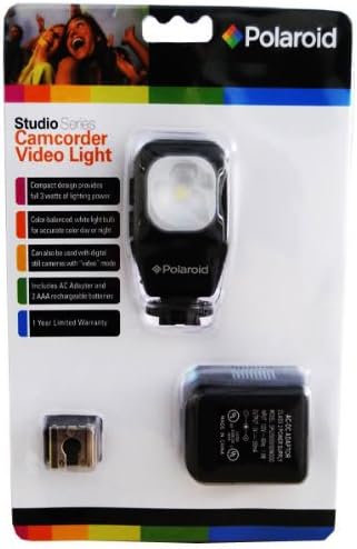 Видео светло за видео серии Polaroid Studio Camcorder вклучува монтажен заграда, AC адаптер, 2 батерии што се полнат за Canon Vixia