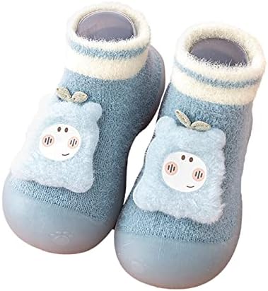 Обувки за новороденчиња за деца, зимски мали деца чевли меко дно во затворен простор, без лизгање топло цртани филмови мечки
