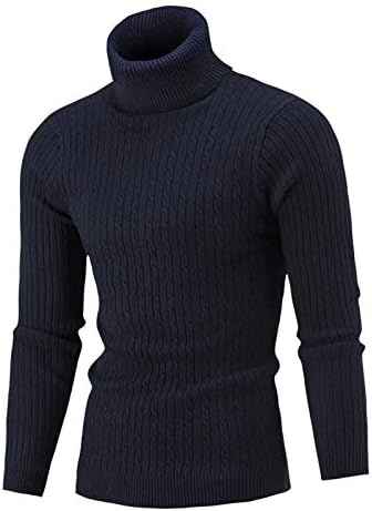 Xxbr Chunky Knated Turtleneck Pullover Jumper за мажи, зимски долги ракави со висок врат на вратот, топло скокач врвови