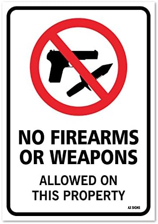 Знаци на секира без пиштоли со огнено оружје или знак за оружје, голема налепница од 10 x 7 инчи, налепница за внатрешна и надворешна употреба, без 'рѓа, Заштитени со УВ