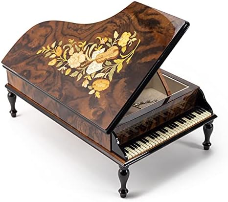 Рачно изработена музика со тон на дрво и цветно вметнување 36 Забелешка кутија за накит за пијано - Minuet in G & Dream of убов