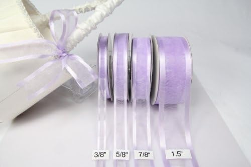 Amorescreation Lavender Organza Sheer Ribbon со сатенски раб - свадба, quincera, роденден, бебе туш, принцеза, еднорог и повеќе - 25