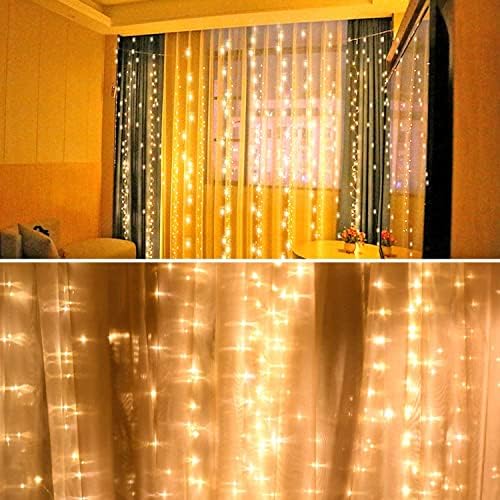 LED стринг самовила завеса светло 200 LED светла 8 режими Контролна декорација USB напојувани водоотпорни светла за завеса Божиќна спална