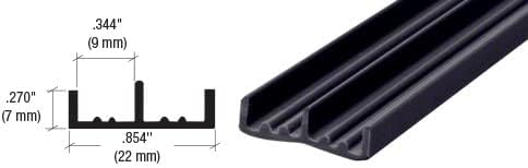 CRL црна долна пластична патека за 1/4 лизгачки панели - D702BL