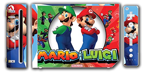 Fiyummario и Luigi Bros Super Hero Golf Chart Smash Video Game Videl Decal Sking налепница за налепници за конзолата на Nintendo Wii System