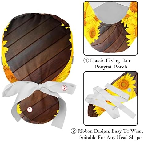 6 Парчиња Рачна Боја Жолта Сончогледова Шема Прилагодливо Работно Капаче Со Копче, Капаче за Нега Со Лента За Пот