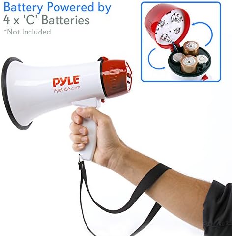 Pyle 30W ГОДИШНО Bullhorn Мегафон Звучник Со Вграден во сирената &засилувач; LED Светла-Прилагодливи Контрола На Јачината на Звукот За Фудбал, Фудбал, Бејзбол, Кошарка, Навив