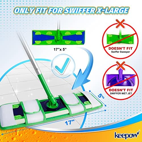 Keepow XL влажни влошки се надополнуваат за Swiffer XL, влажни крпи за мепирање за Swiffer XL Mop, подложни за микрофибер мелодии за подот од тврдо дрво, 4 пакувања