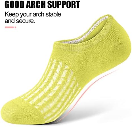 FeeRuunes Women'sенски невидливи чорапи-шупливо дишење чист памук високи еластични 10 пара од 10 бои
