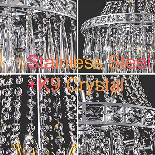 Сикибоди Кристални лустери за влез на фоаје Луксуз K9 Модерно лустер осветлување сребрена 9-светлосна сијалица Примени тавани