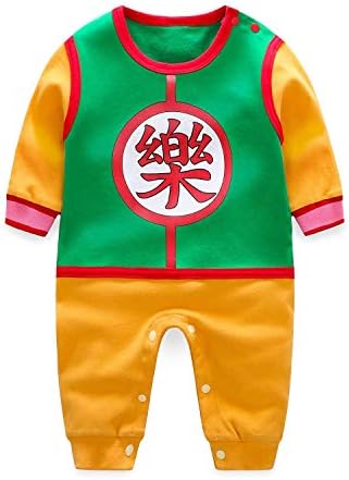 Daimenmeng Бебе ромпер скок со нозмејски памук со едно парче облека за момче зелена и портокалова 12-18 месеци/90
