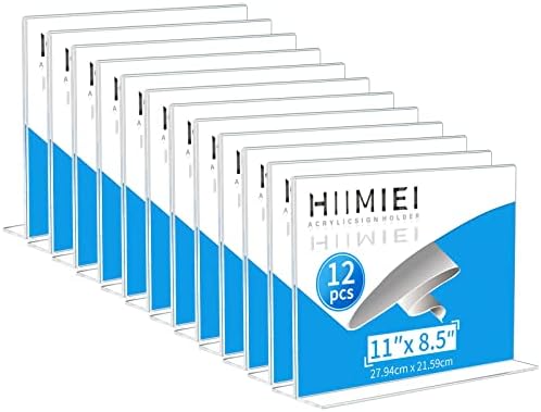 Hiimiei 8.5x11 акрилен знак на хоризонтална табела на менито за приказ на менито, чиста пластика 8.5x11 двострани рамки за слики за приказ на