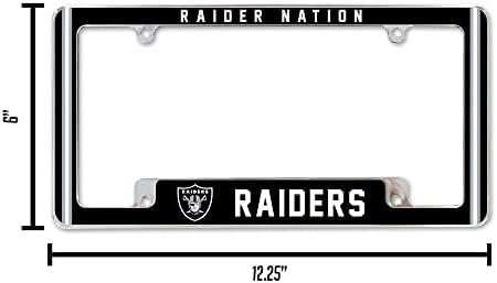 NFL Las Vegas Raiders „Raider Nation“ Премиум целосна боја долготрајна легура на цинк легура со хромирана табличка рамка за таблички